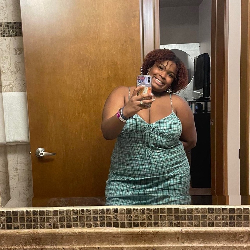 Green plaid dress